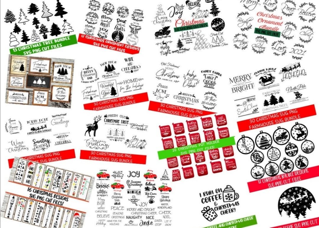 Pack 430 ficheiros de NATAL editáveis SVG e PNG laser, plotter, cnc