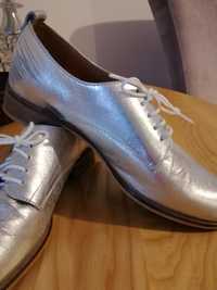 Туфли женские, серебристый цвет, 37 размер