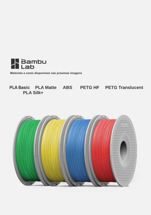 Filamentos Bambu Lab PLA, PETG e ABS