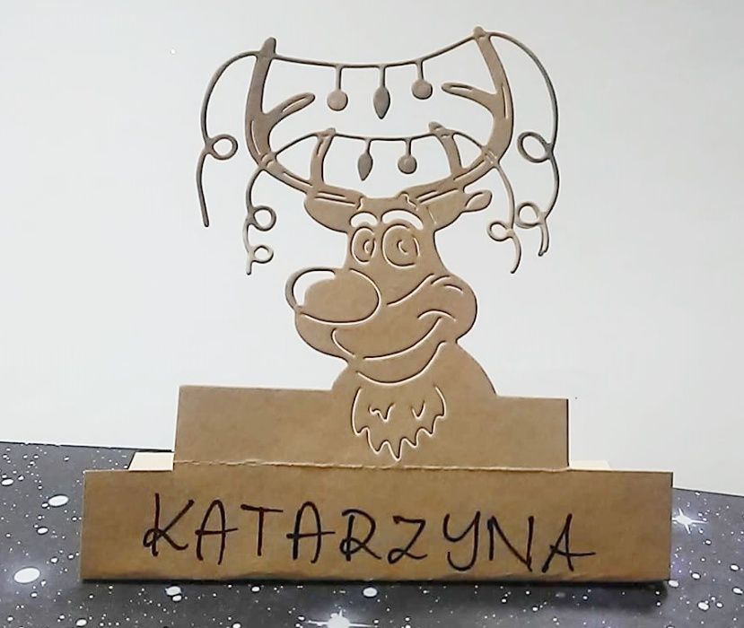 Wykrojnik wesoły RENIFER z lampkami *Boże Narodzenie*