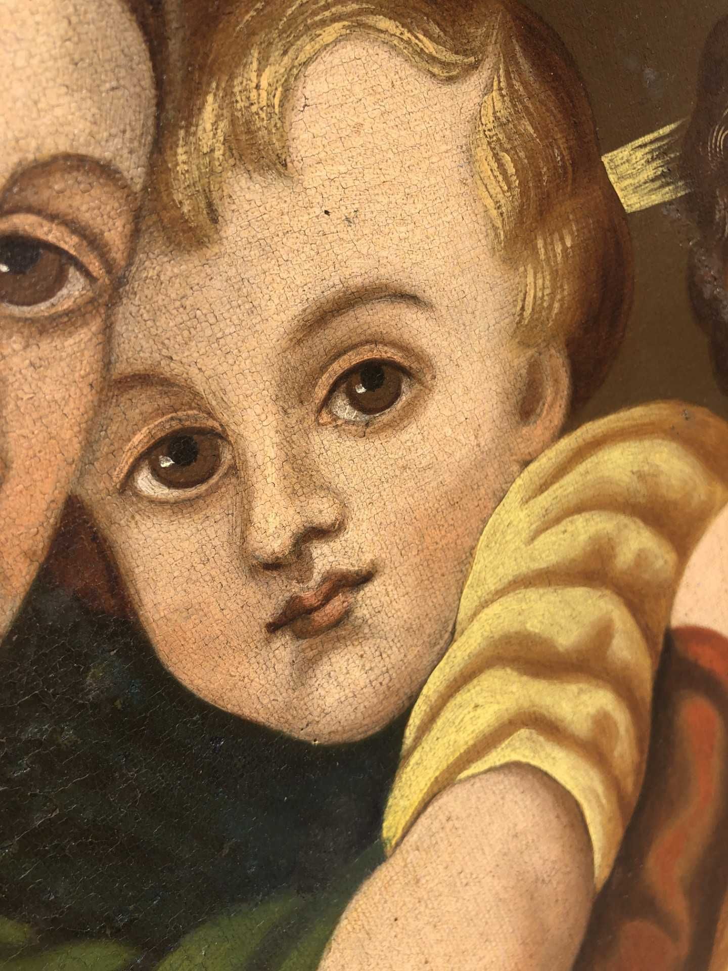 Pintura antiga, religiosa, óleo sobre tela de cerca 1850.