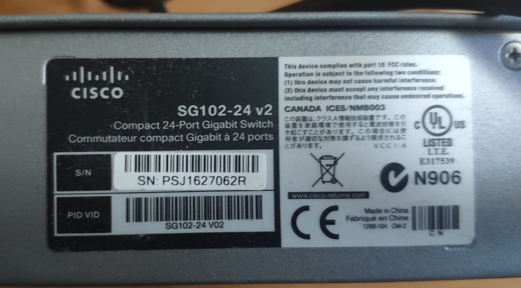 Маршрутизатор Коммутатор Cisco SG102-24