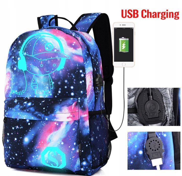Plecak Galaxy Świecący Szkolny Senkey&Style