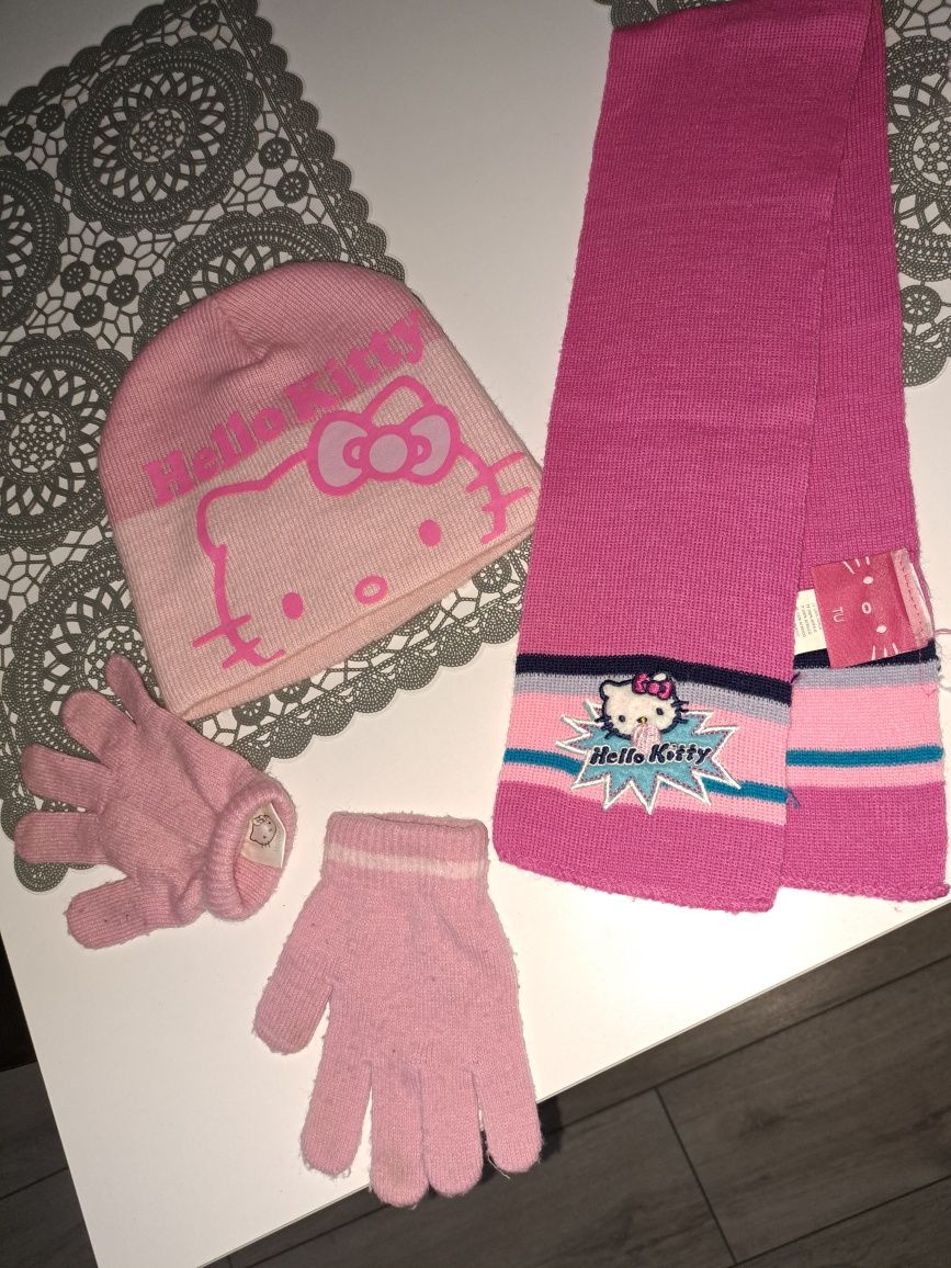 Zestaw czapka szalik i rękawiczki r.54  Hello Kitty