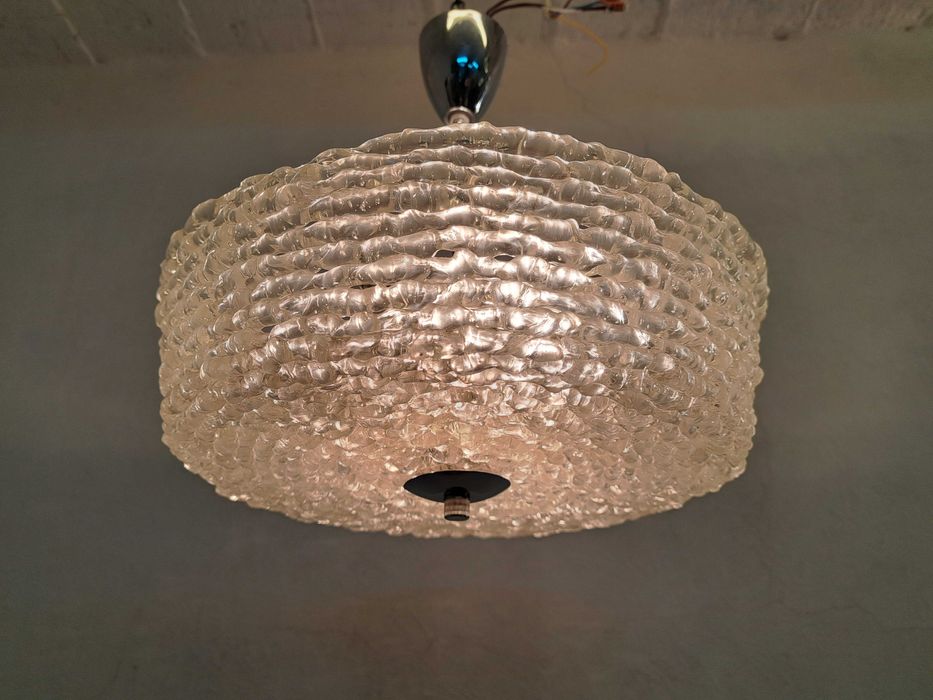 Żyrandol Austrolux akryl okrągły chrom srebrny pleksiglas lodowe szkło