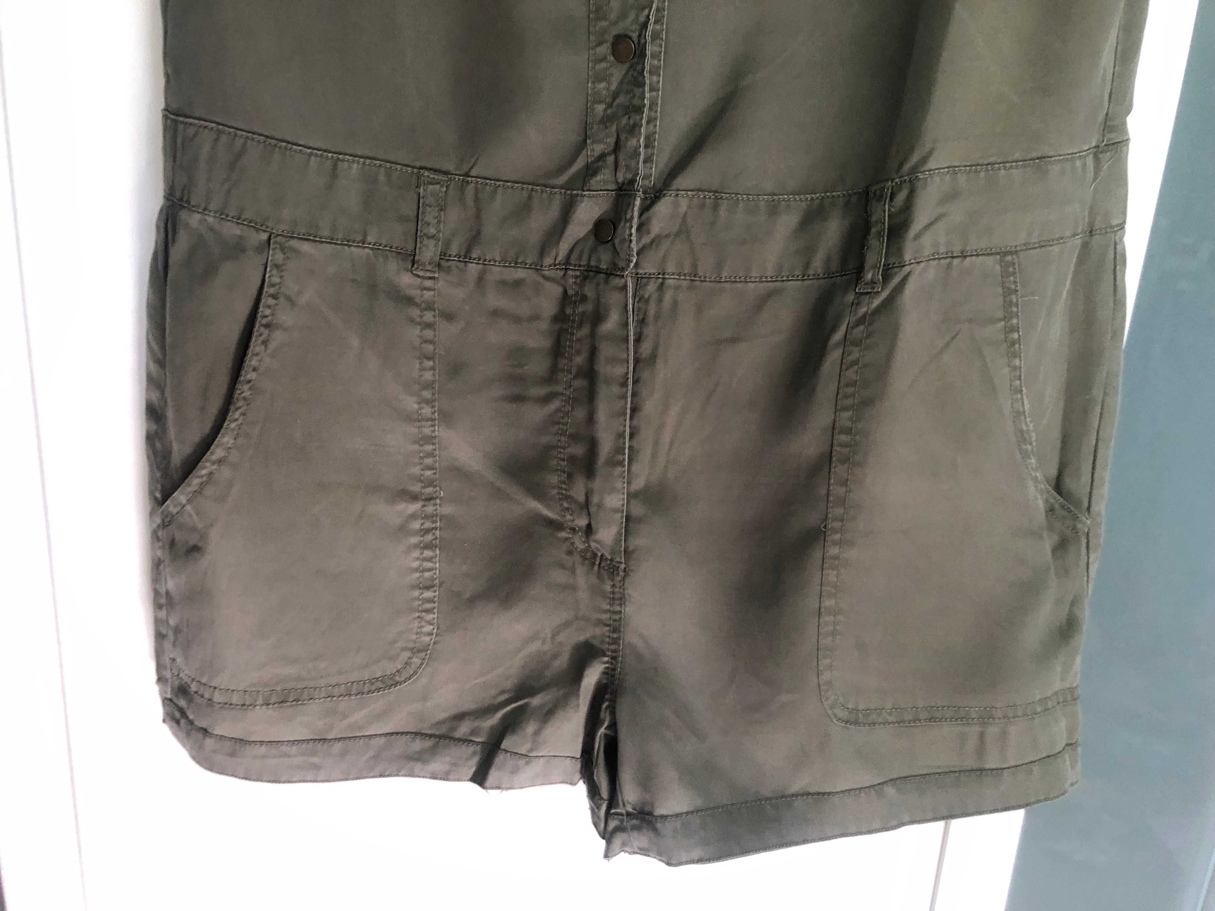 Materiałowy kombinezon jeans, khaki Only, roz. 38