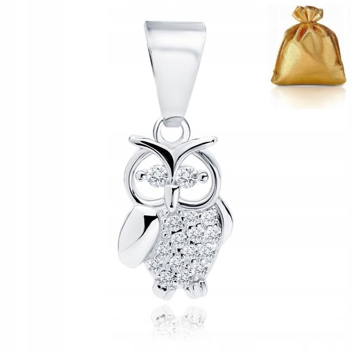Srebrna Zawieszka Sowa Wisiorek Z Cyrkoniami Srebro Pr 925 Rodowana Pr