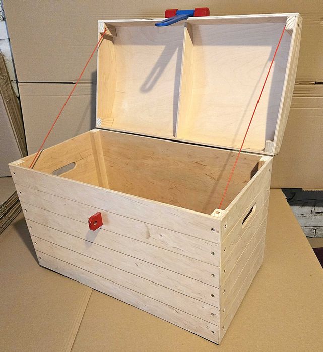 Skrzynia na zabawki z pokrywą sklejka