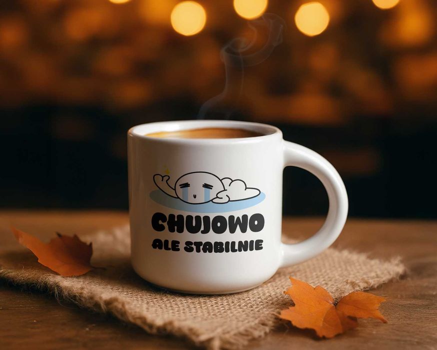 Kubek „Chu*owo ale stabilnie” – ironiczny nadruk