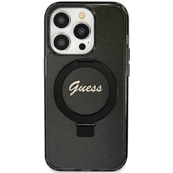 Etui Guess Ring Stand Script Glitter MagSafe na iPhone 12/12 Pro - cza