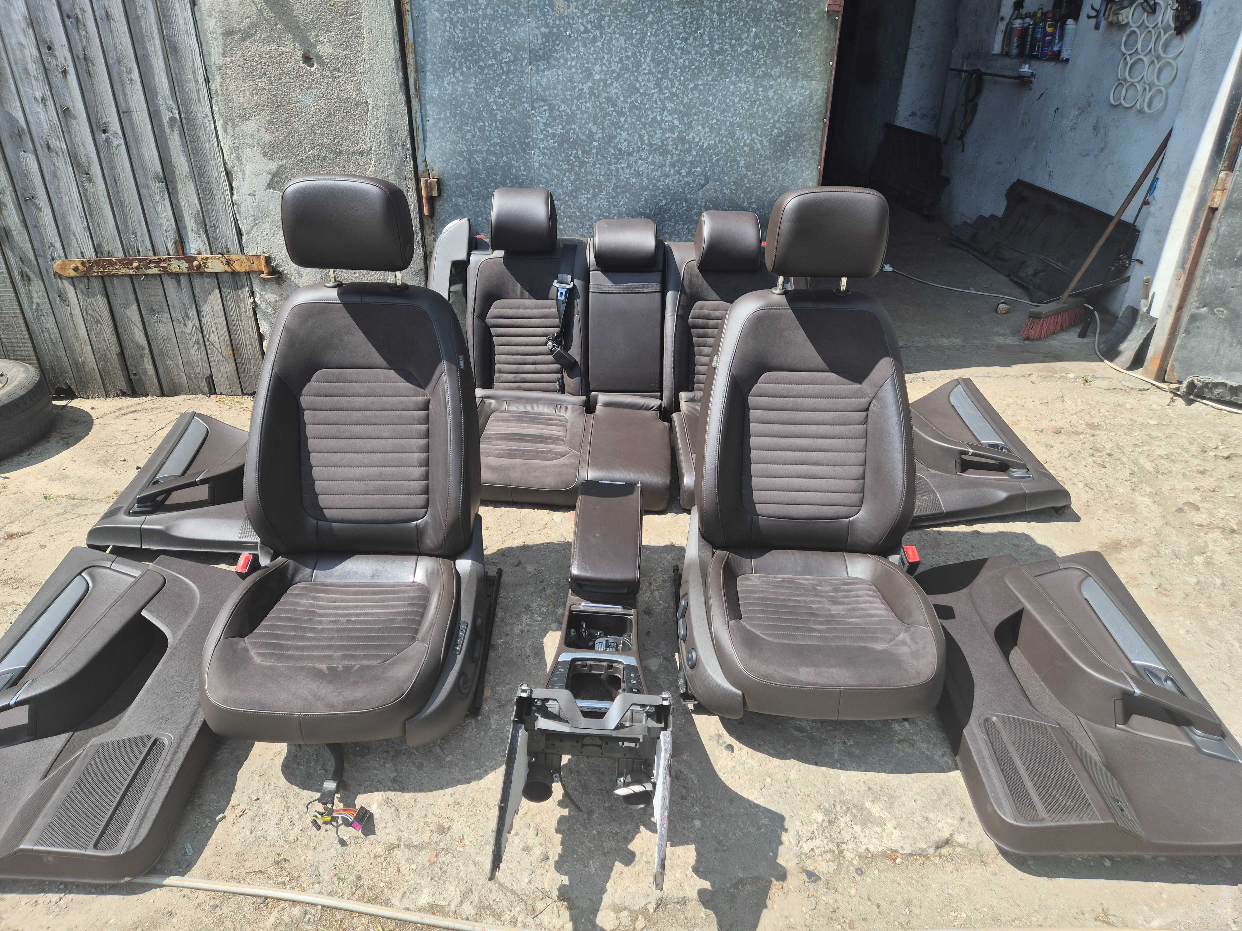 fotele boczki skóra VW PASSAT B7 kombi ALCANTARA brązowe BDB