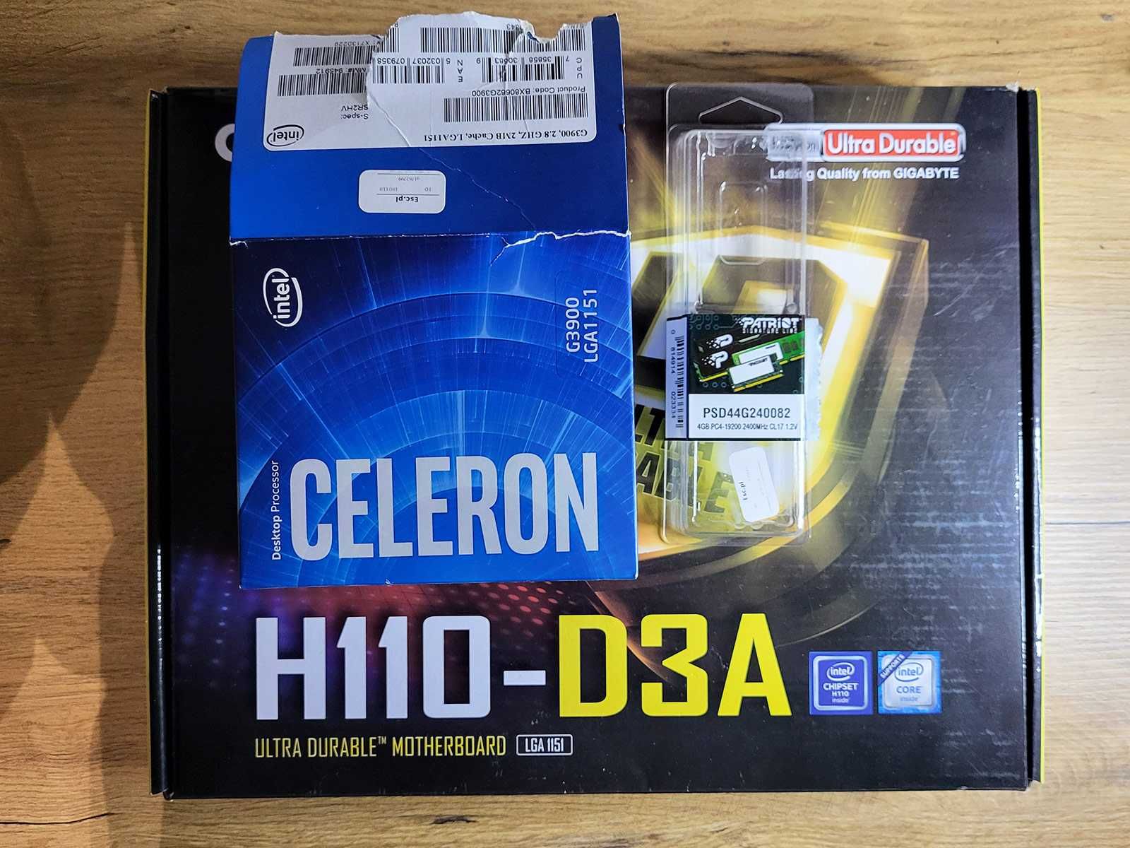 Płyta główna GIGABYTE GA-H110-D3A + Intel Celeron G3900 + 4GB DDR4