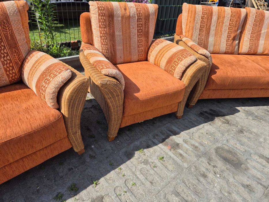 sofa rattanowa 3 2 1 rattan z rattanu naturalny ratan meble na taras