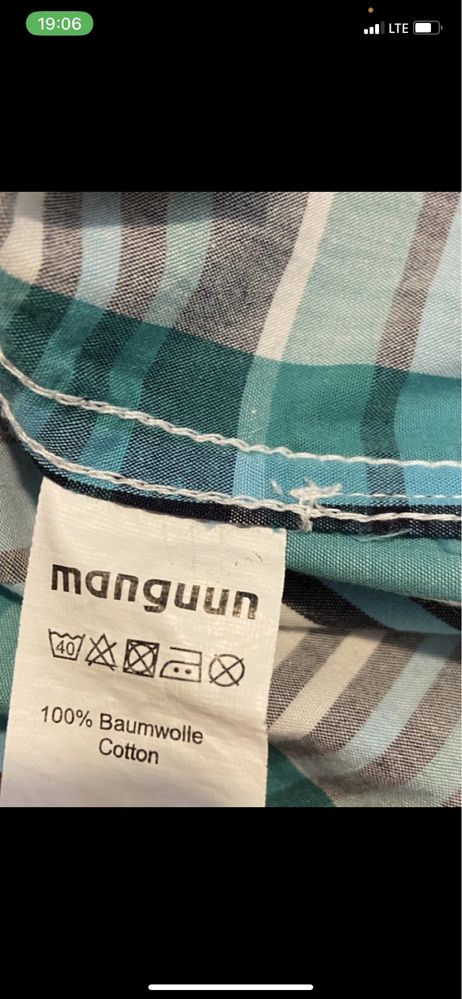 Magnum M męska koszula z kołnierzykiem turkusowa w kratkę bawełna