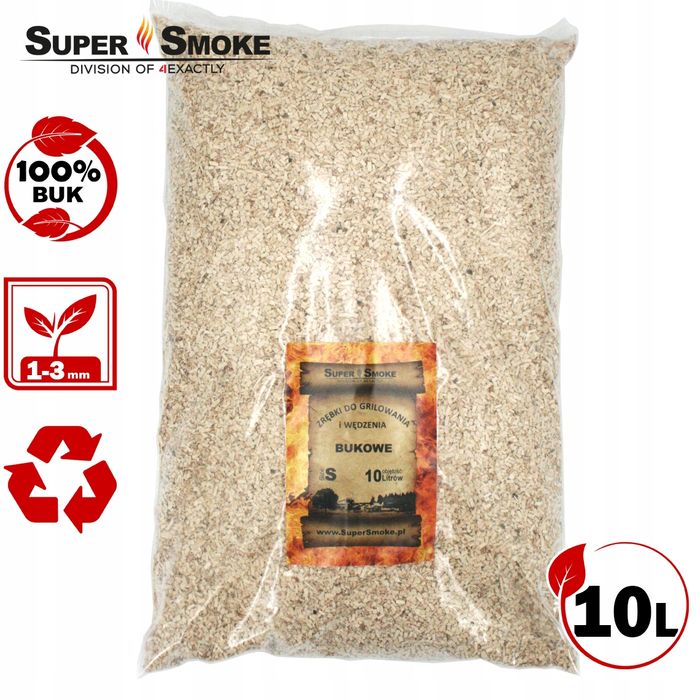 Zrębki Wędzarnicze Super Smoke BUK KL-02 (1-3mm) Small 10L Borniak