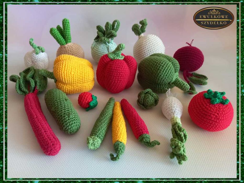 Warzywa na szydełku – zestaw nr 3. Szydełkowe jedzenie do zabawy.