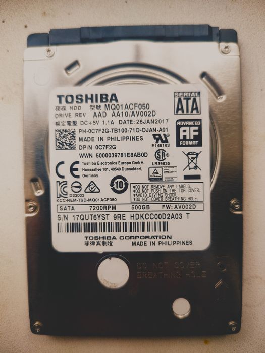HDD Toshiba 500 ГБ, гарний стан, гарантія