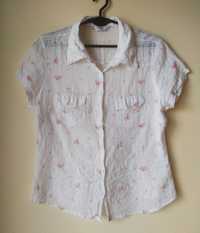 Biała bawełniana rozpinana bluzka z krótkim rękawem,New Look,r.XXL