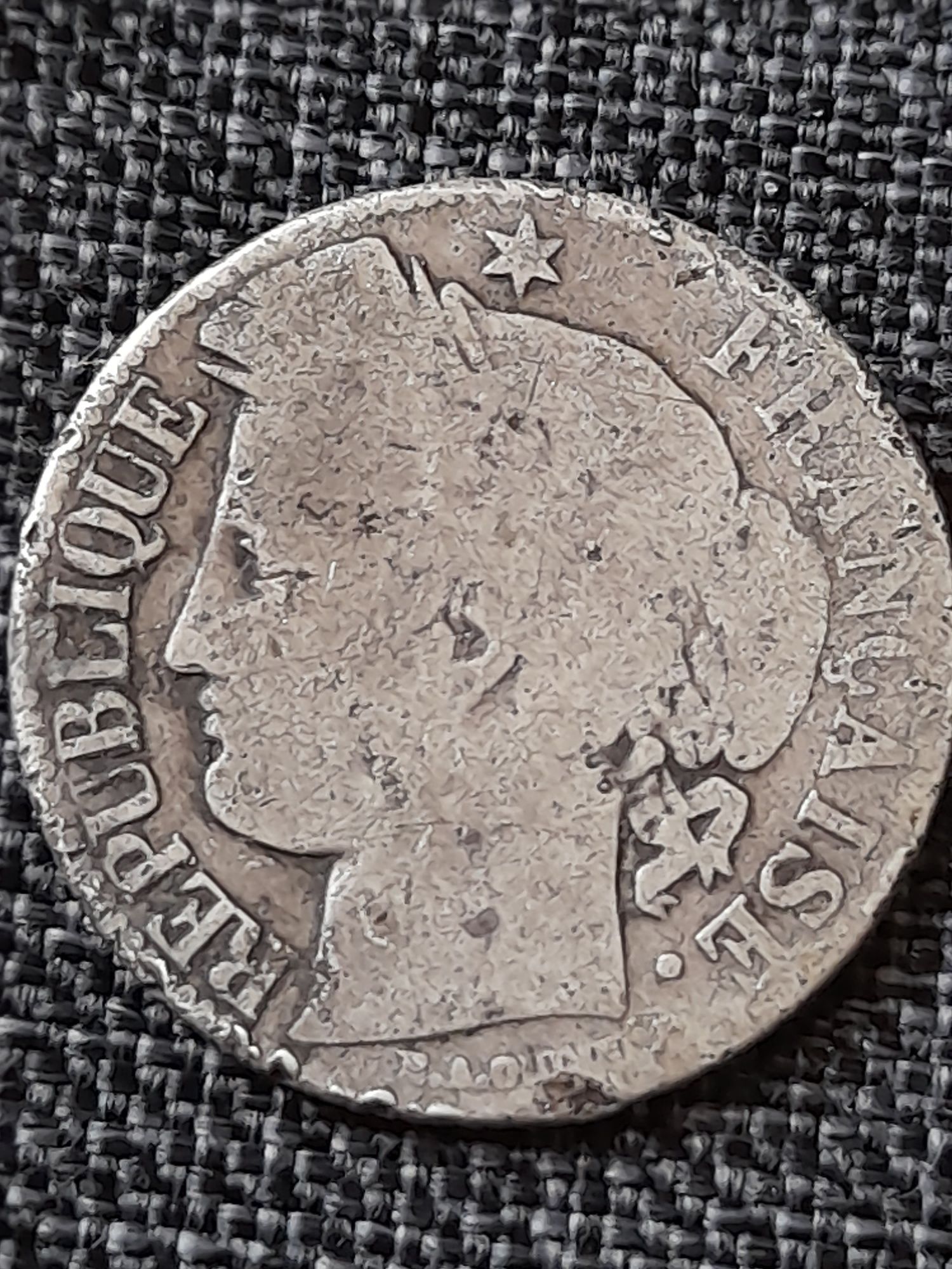 Монета 1 франк ,1872 р., французької республіки.