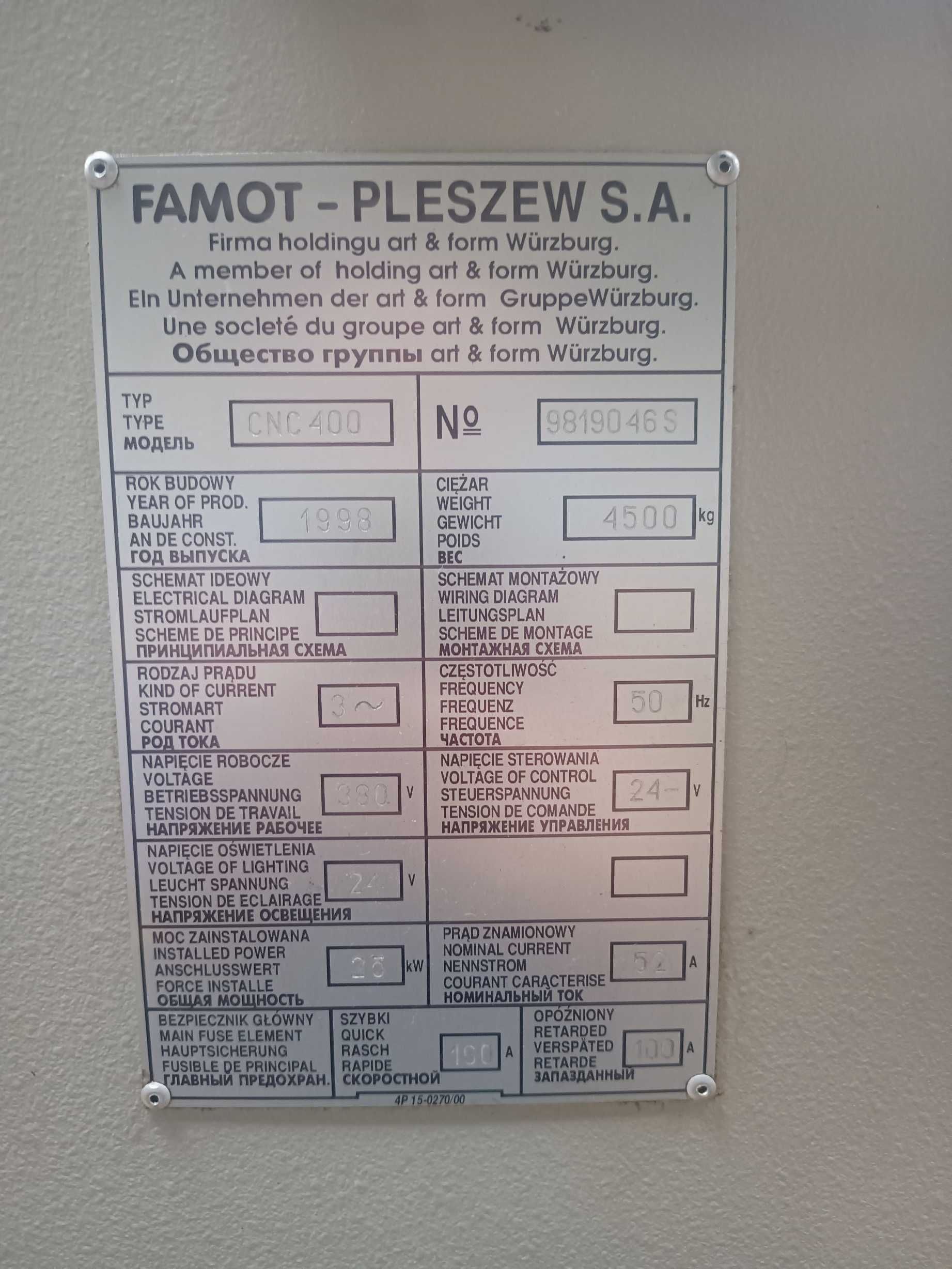 Tokarka sterowana numerycznie FAMOT-400 CNC