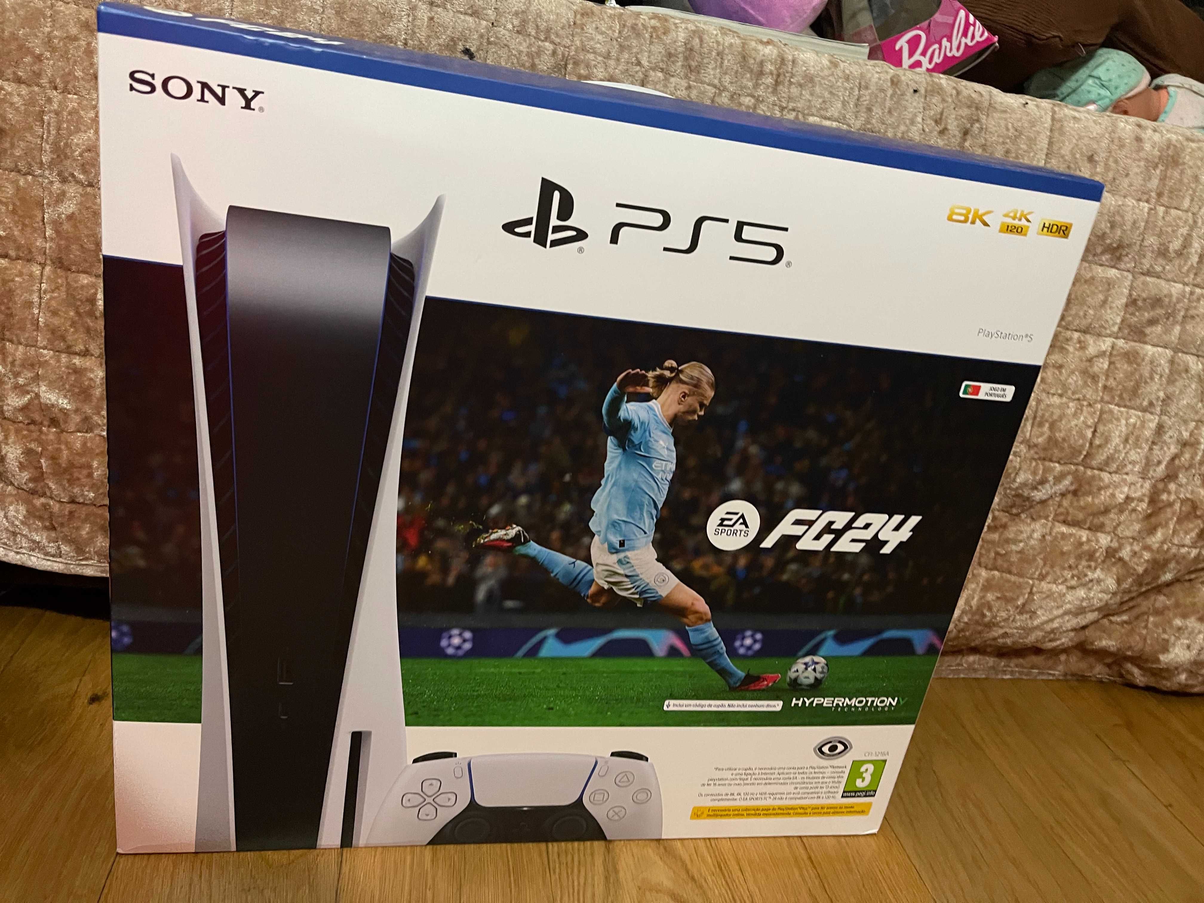 PS5 Consola na caixa nova selada, com bundle FC24 e um comando