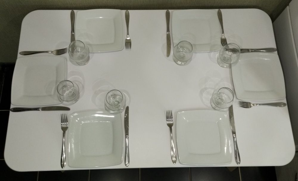 СТОЛ БЕЛЫЙ Мягкий Квадрат с Закругленными Углами Кухонный Обеденный