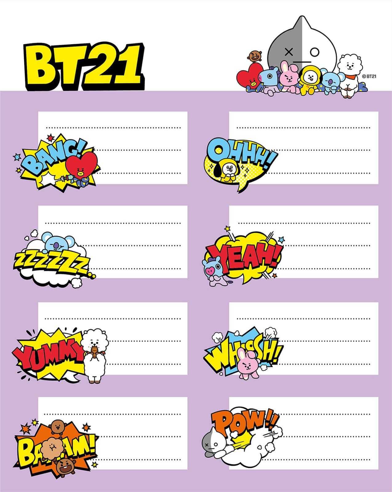 Naklejki na zeszyt BT21 BTS nowe K-pop kpop