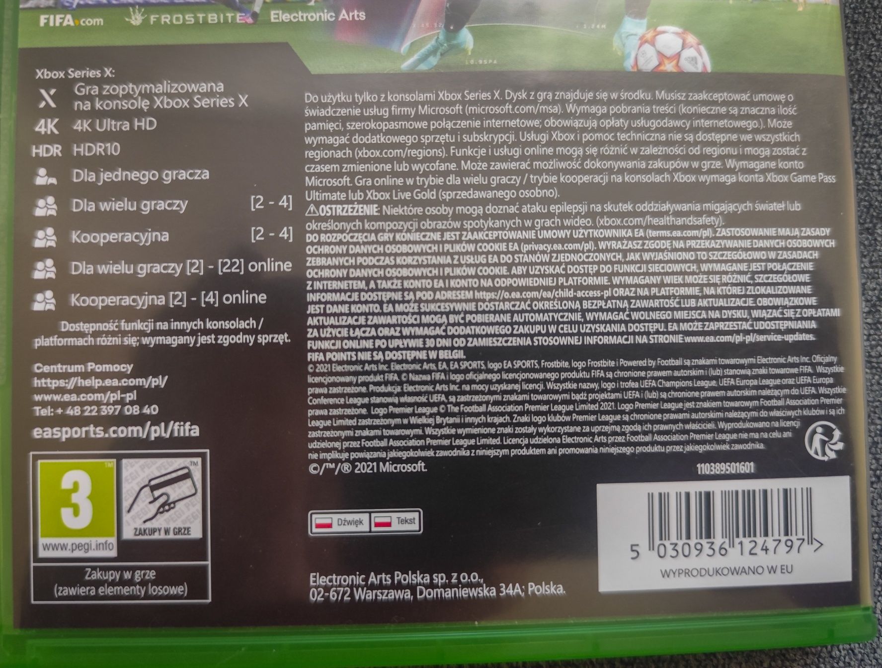 Fifa 22, 2022 Xbox Series X, 4K, Polska Wersja, idealna