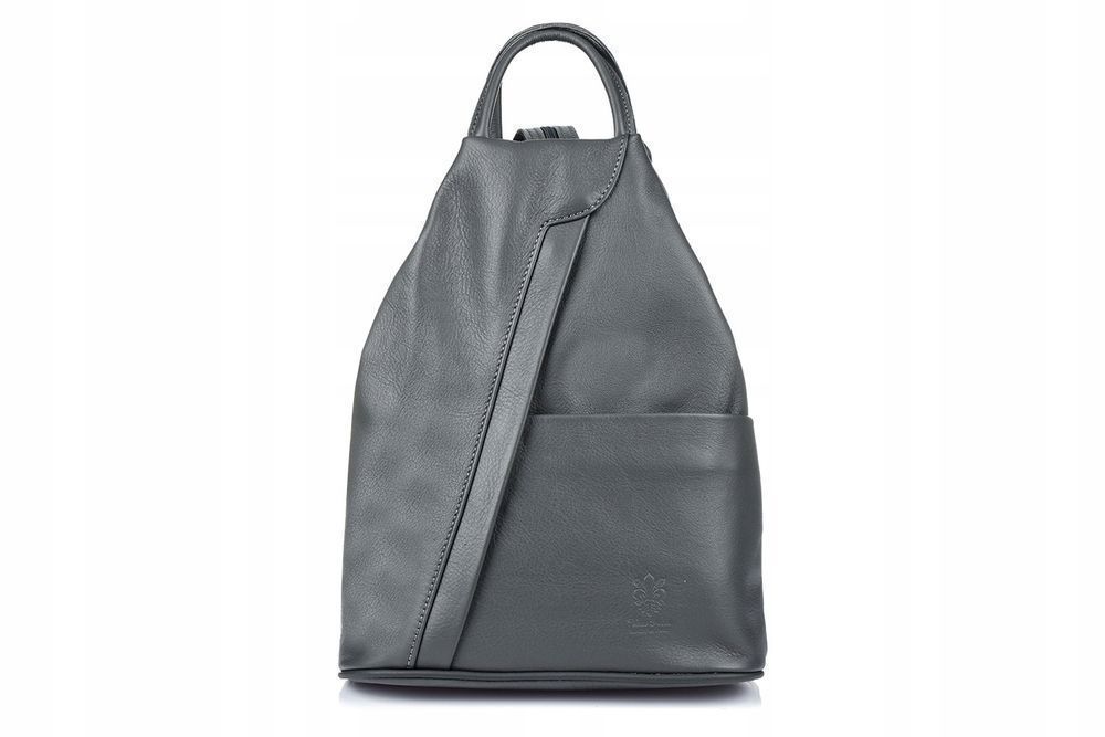 Szary Vera Pelle włoski Plecak Skórzany damski stylowy modny elegancki