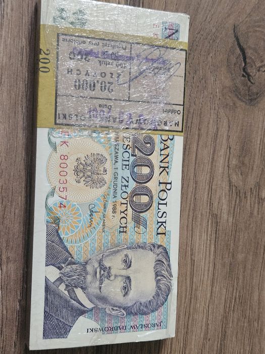 ORYGINALNE Paczka 200zl J.Dąbrowski  100 sztuk paczka stan UNC