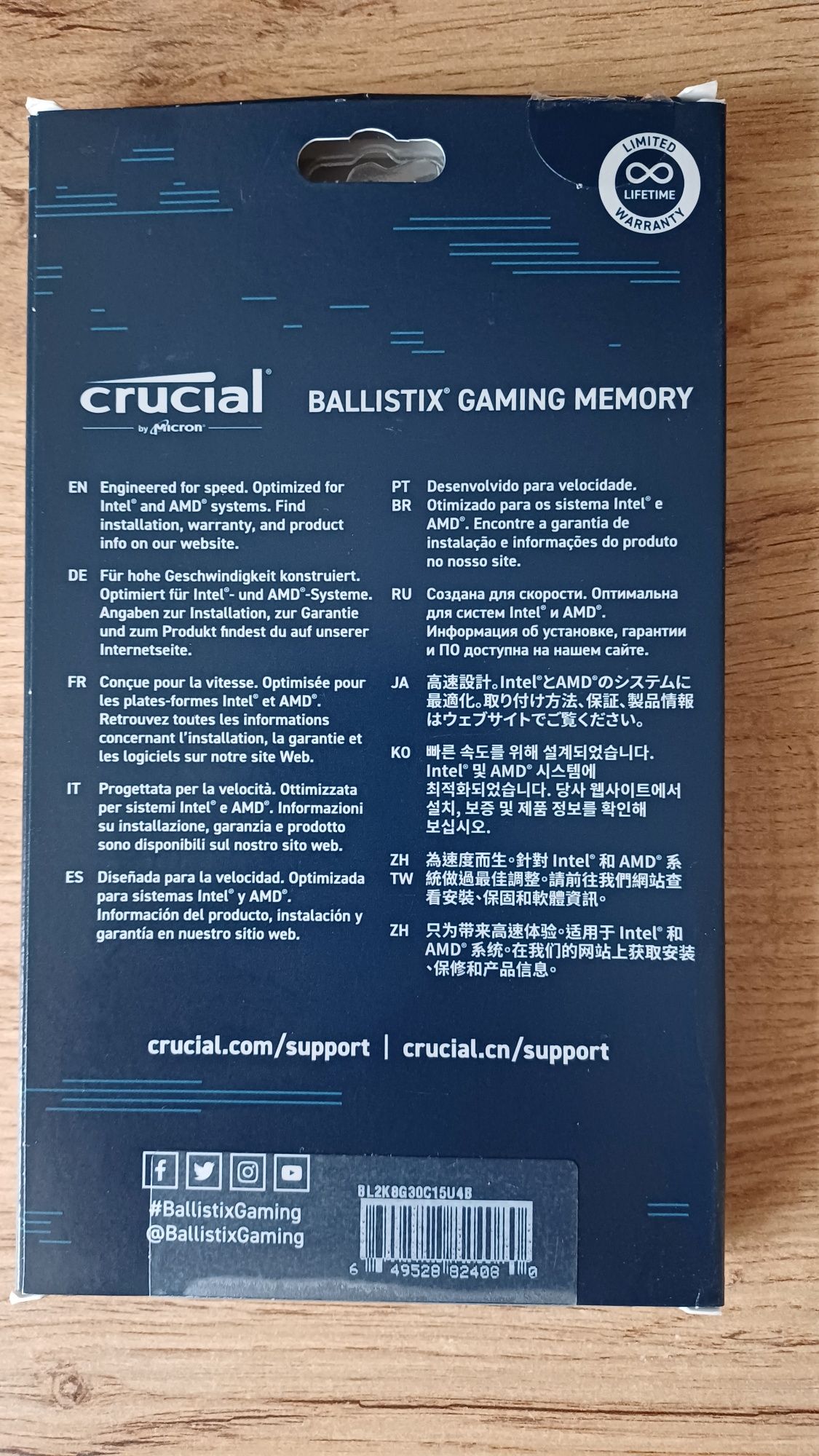 Pamięci RAM Crucial Ballistix 2×8GB DDR4 3000MHz