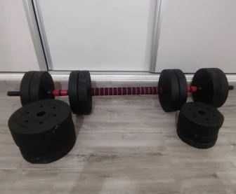 NOWY ZESTAW HANTLI regulowanych bitumicznych + sztanga 2x10kg 20kg