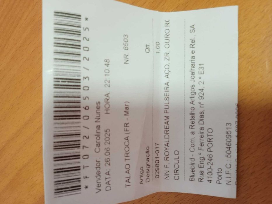 Pulseira nova com caixa/saca Aço-Zr-Ouro "Bluebird" Royaldream