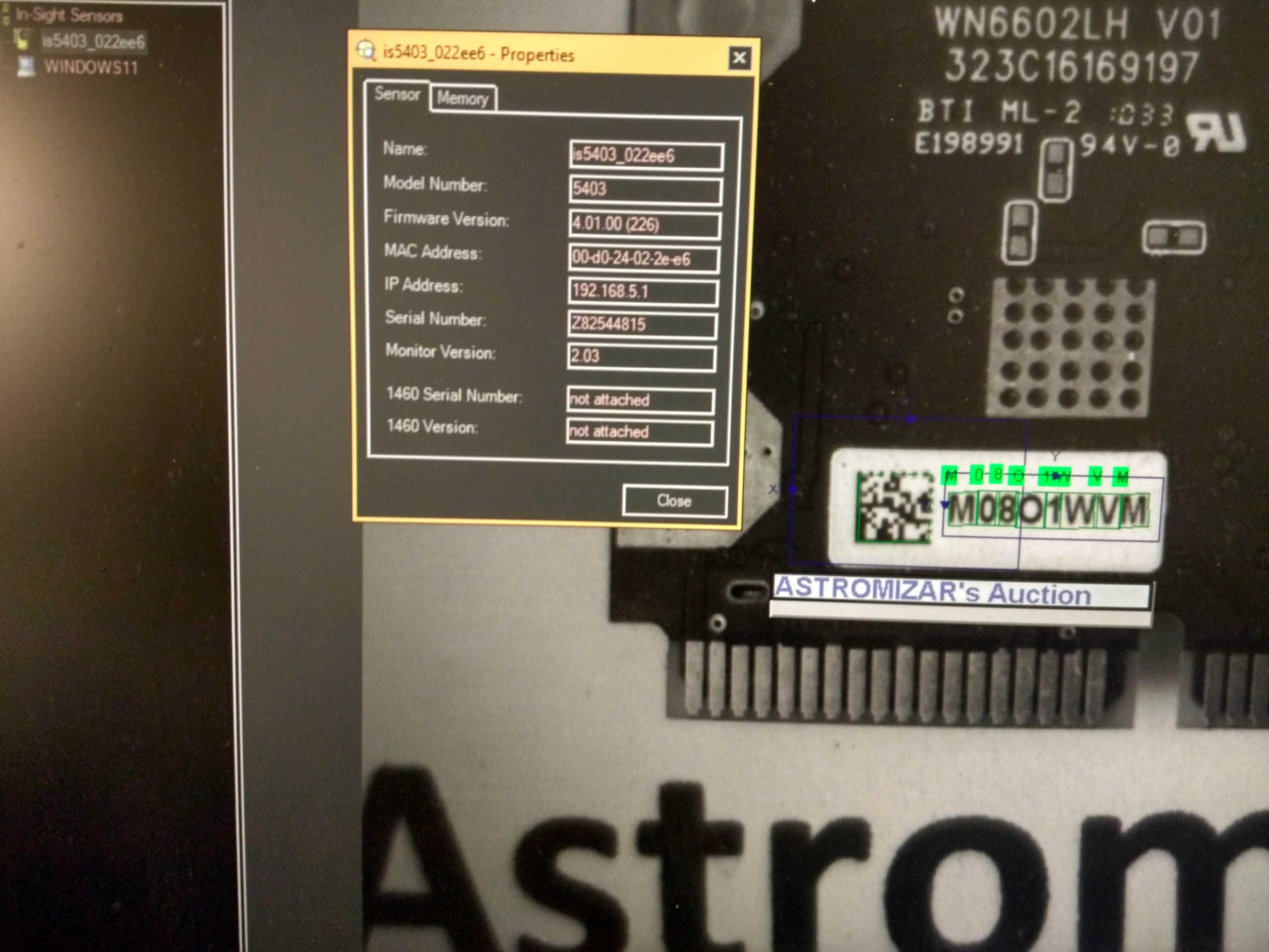 COGNEX In-sight 5403-Câmara Machine Vision de alta resolução c/ PATMAX