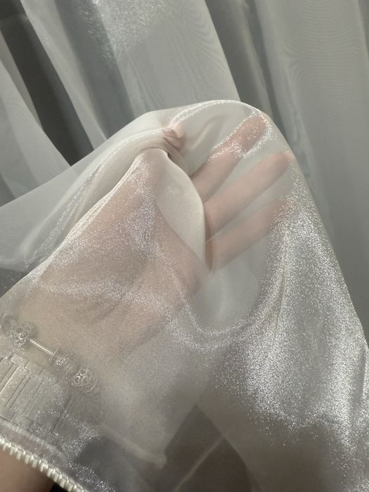 Тюль, гардина на метраж. Шифон айвори с мерцанием