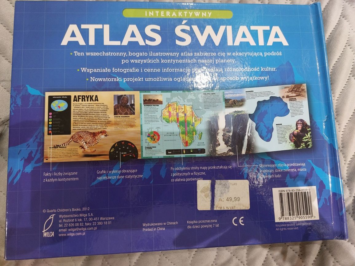 Książki interaktywny atlas świata i zwierząt