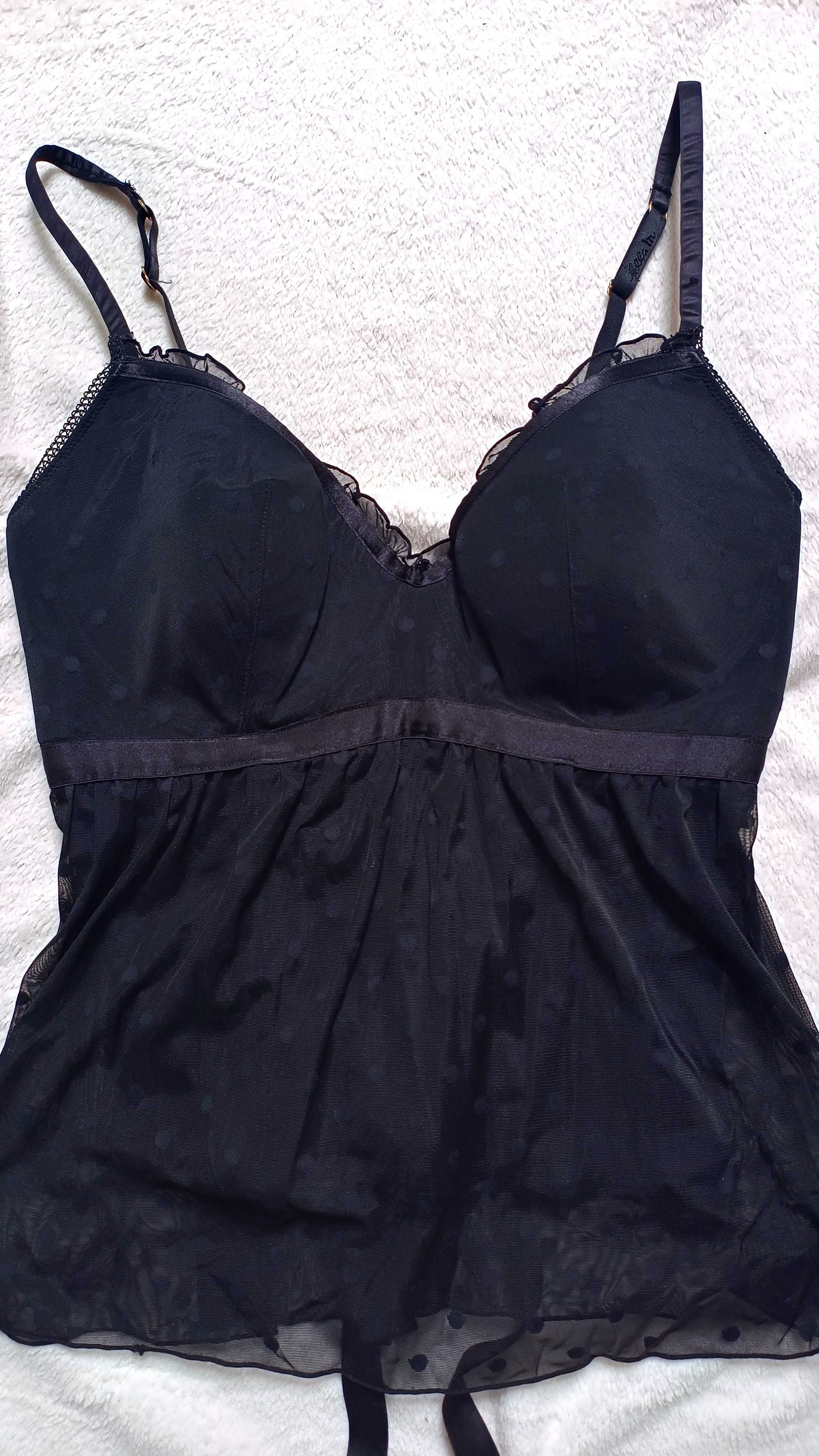 Sexi koszulka nocna z gorsetem delikatny top usztywniane miseczki 80C