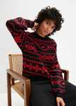 B.P.C sweter czarny w czerwony wzór norweski 40/42.