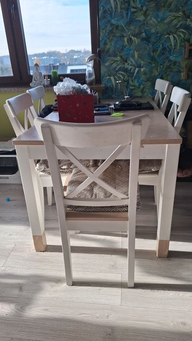 Stół z krzesłami 5szt. stolik ława rozkładana krzesła