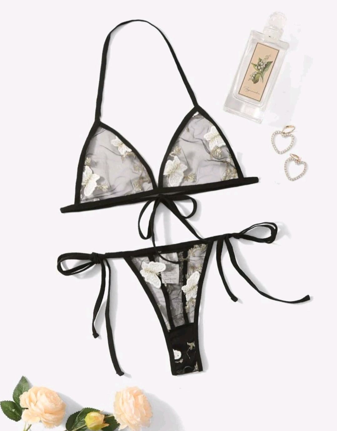 Komplet bielizny transparent shein M