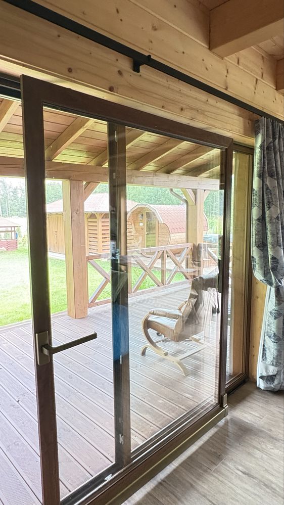 Okno drzwi tarasowe 320x220  przesuwno uchylne zloty dąb