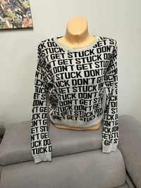 Sweter szary z napisami Monki rozmiar M