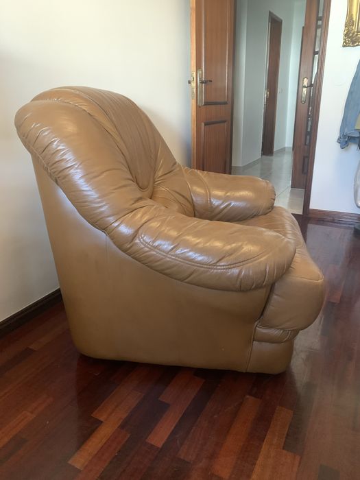 Maple / Sofá pele castanho