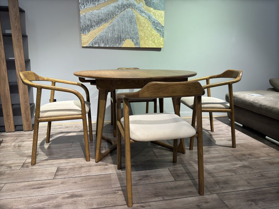 Стіл Обідній Розсувний Круглий Дуб Масив