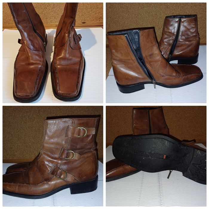 Botins Miguel Vieira, tamanho 42. Cor castanho, em pele. Botas homem