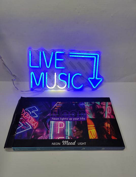 Неонова вивіска Live Music