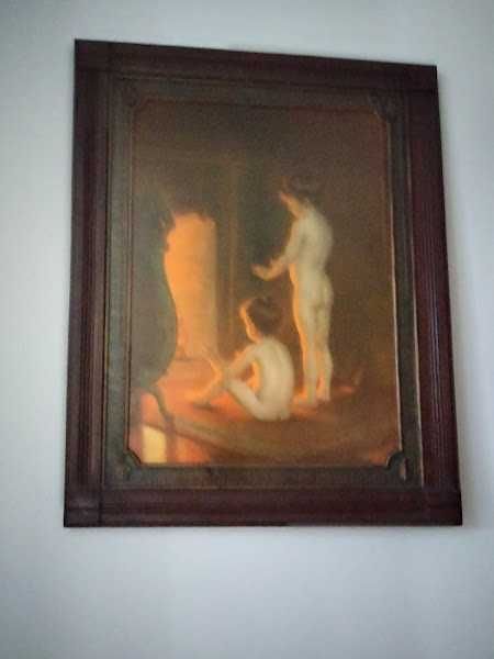 Quadro (Impressão) com meninas à lareira