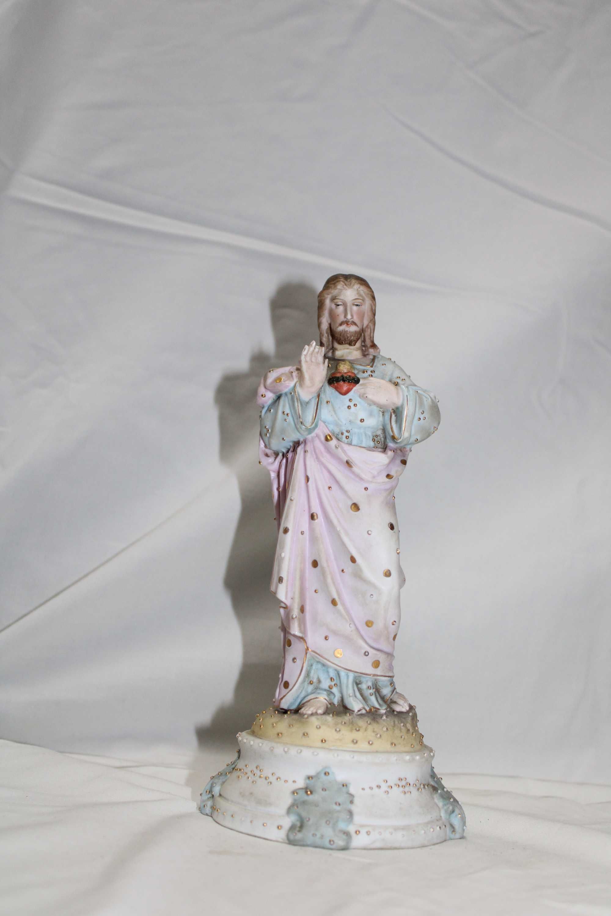 Imagem Sagrado Coração Jesus, em Biscuit, 22 cm, sec XIX