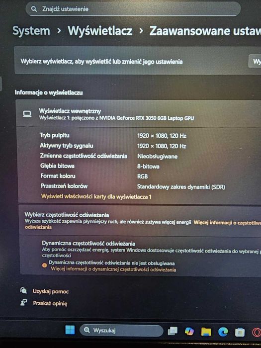 Laptop Dell Gaming i5 13gen RTX 6GB  120Hz Laptop do Gier Nauki 15.6