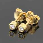 Złote kolczyki z brylantami 0.10ct ponadczasowe 18K